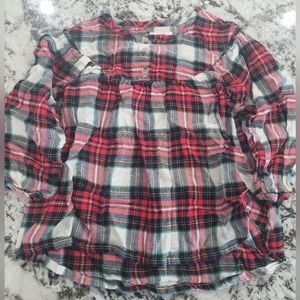Old Navy toddler girl flannel tunic top 3t holiday plaid